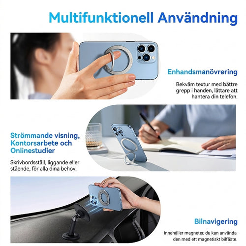 Magnetisk Ringhållare för Mobil – Stabilt Fingergrepp & Flexibelt Ställ