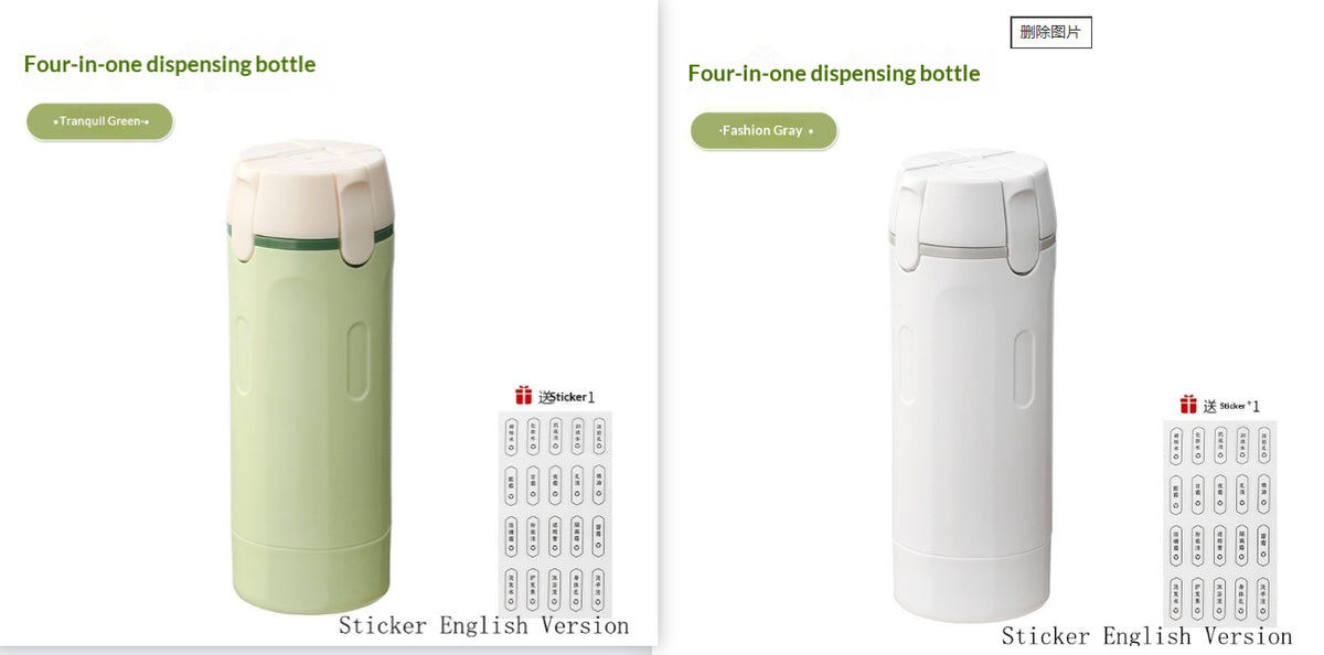4-i-1 Reseflaska – Läckagesäker behållare för schampo, balsam & lotion