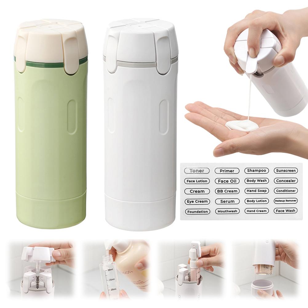 4-i-1 Reseflaska – Läckagesäker behållare för schampo, balsam & lotion